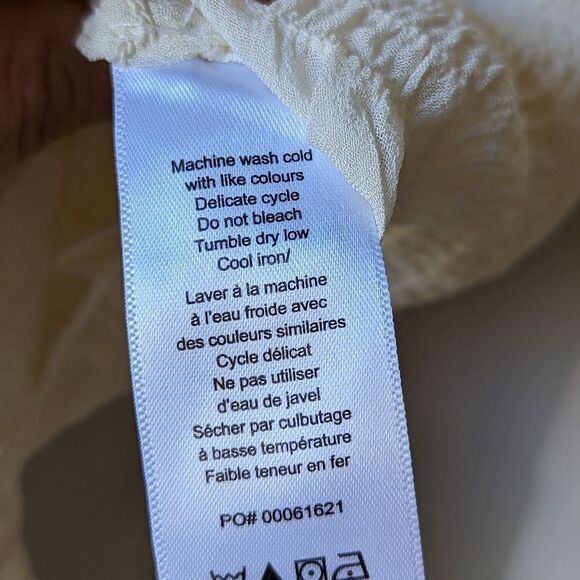 Rag & Bone NWT Kayden Sheer Smocked Blouse women's sz M in Light Dove - Picture 9 of 13